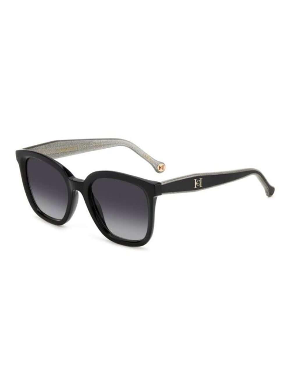 New Carolina Herrera Women's Sunglasses Silver Square Grey Lens Acetate Frame